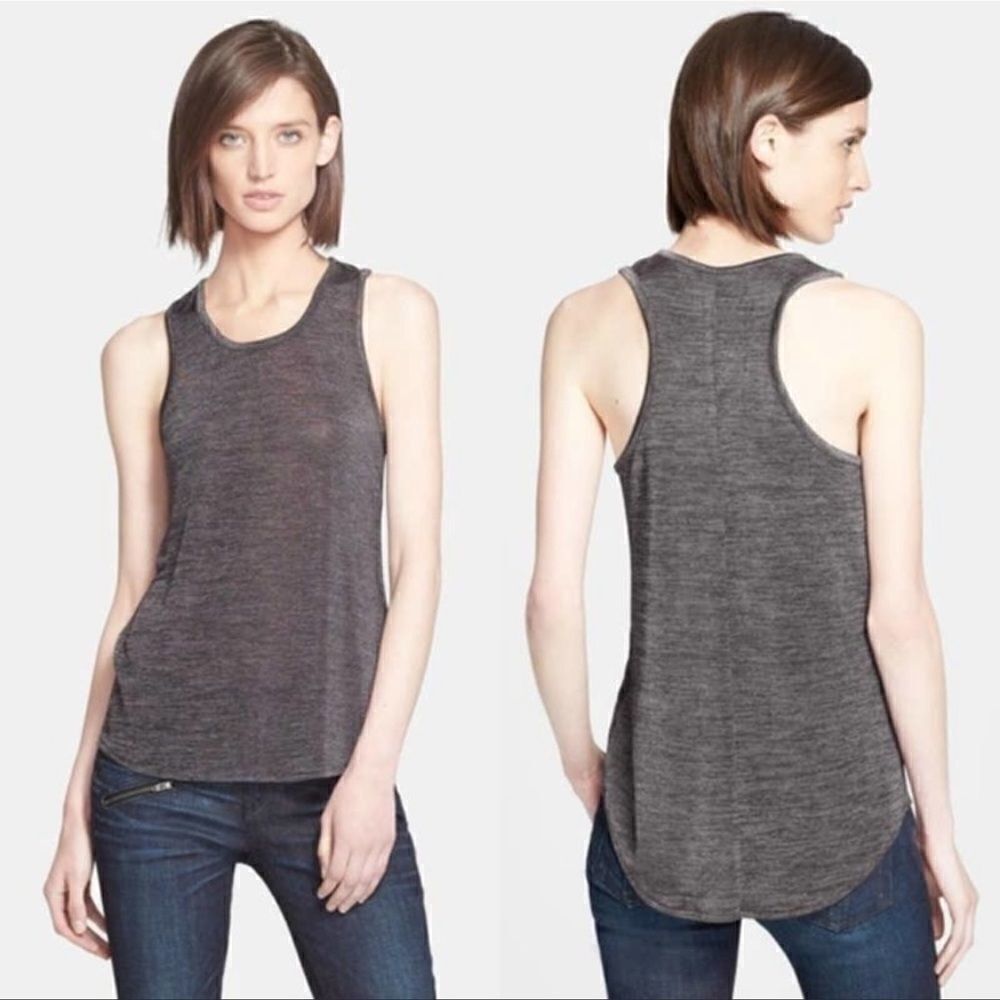 Rag & Bone Racerback Tank Gray Shiny Sheer S